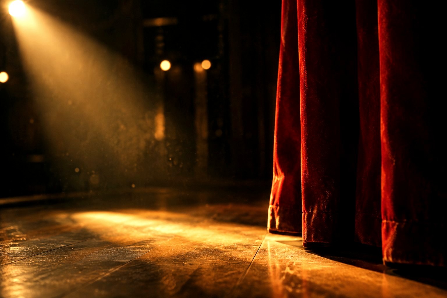 Stage curtain in warm light